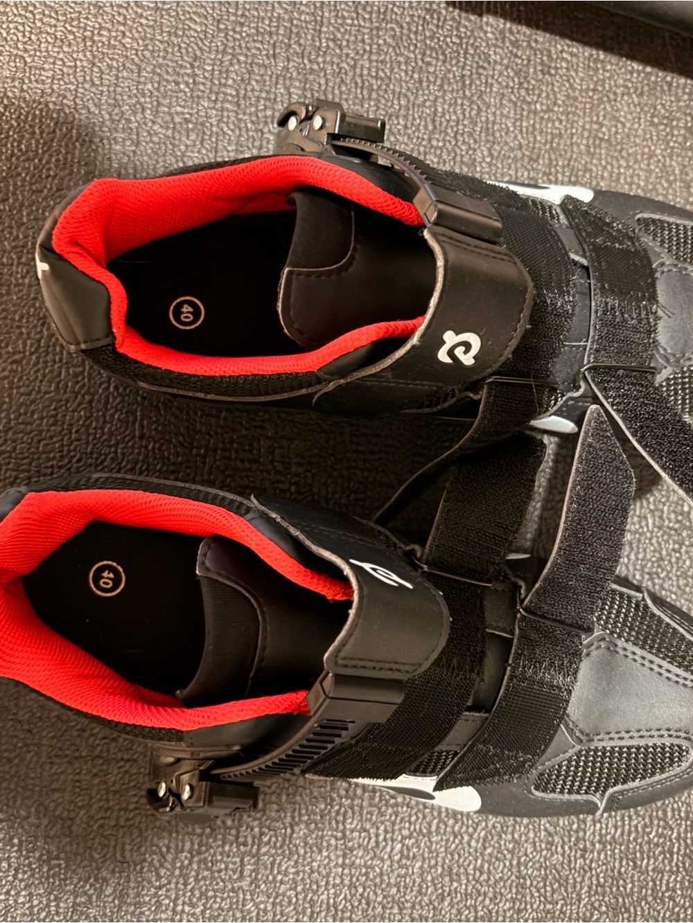 Peloton Kids Black and Red Sneakers with Hook-and-Loop Strap